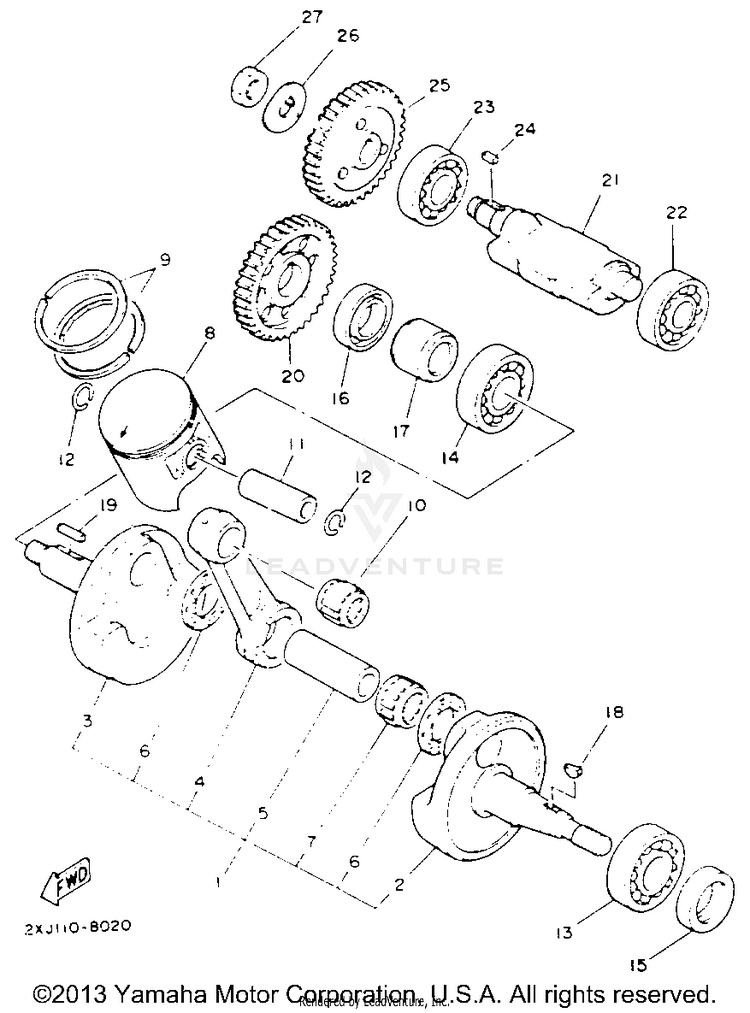 Crankshaft Piston BLASTER - YFS200E - 1993 Schematic