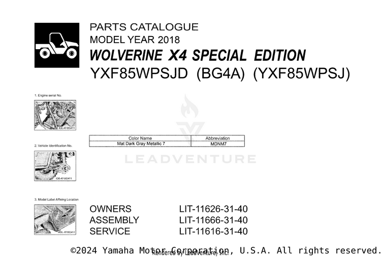 1 Title Page WOLVERINE X4 SPECIAL - YXF85WPSJD - 2018 Schematic