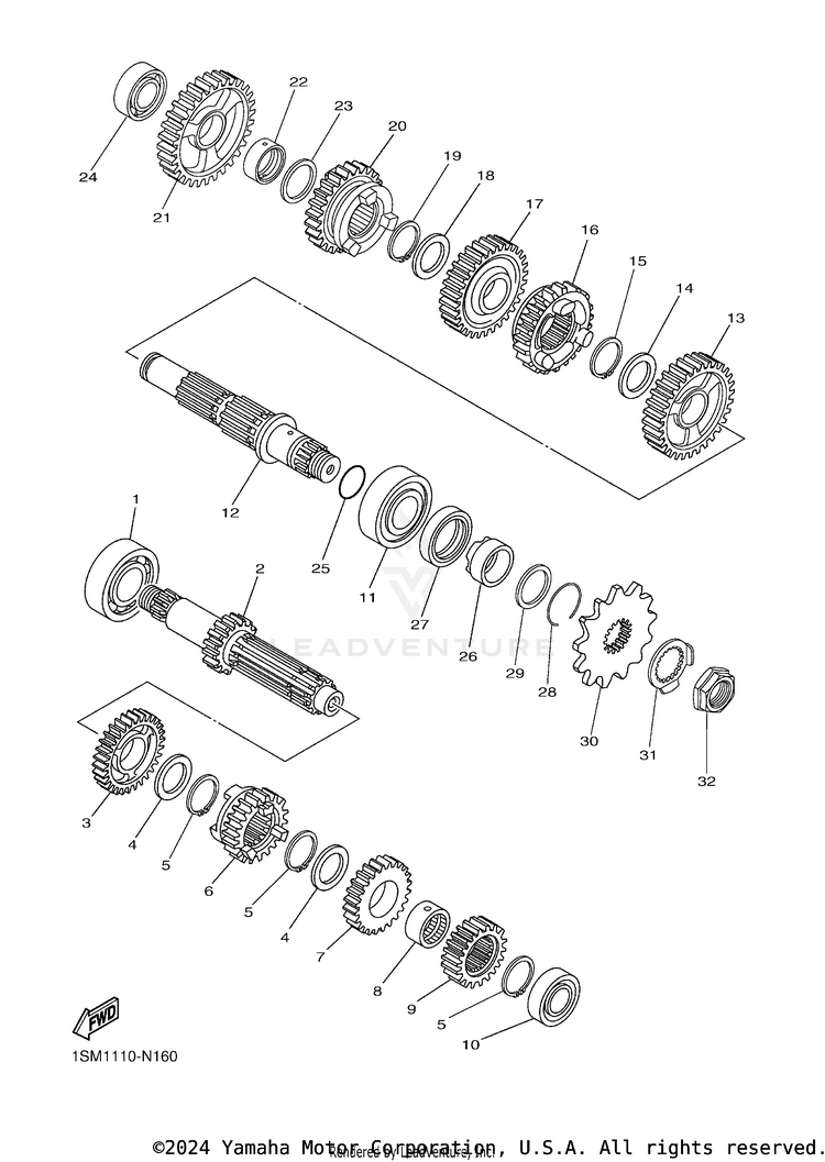 Transmission YZ250F - YZ250FGL - 2016 Schematic