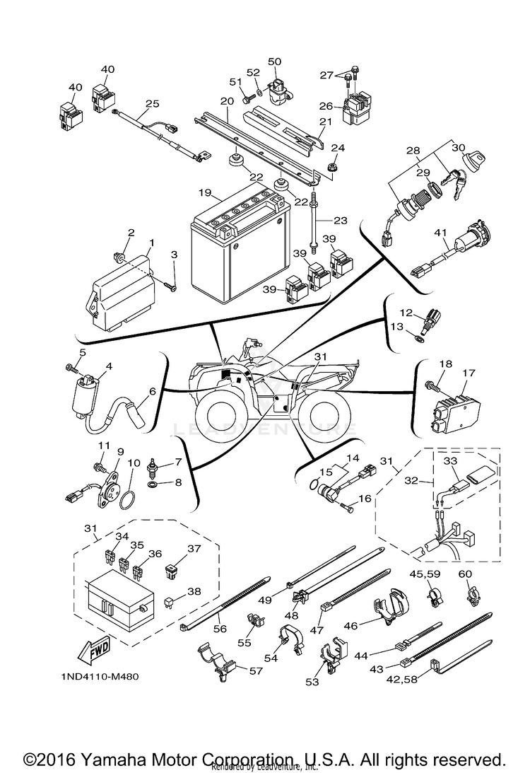Electrical 1 GRIZZLY 550 4WD - YFM5FGDGR - 2013 Schematic
