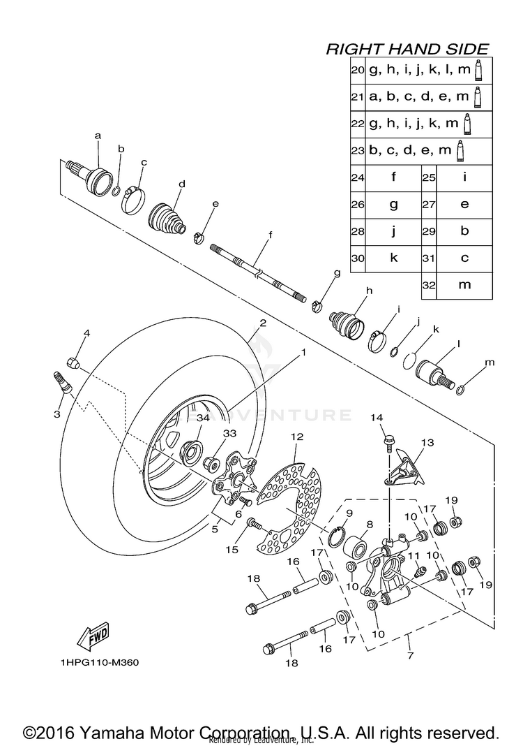Rear Wheel 2 GRIZZLY 550 EPS 4WD - YFM5FGPDGR - 2013 Schematic