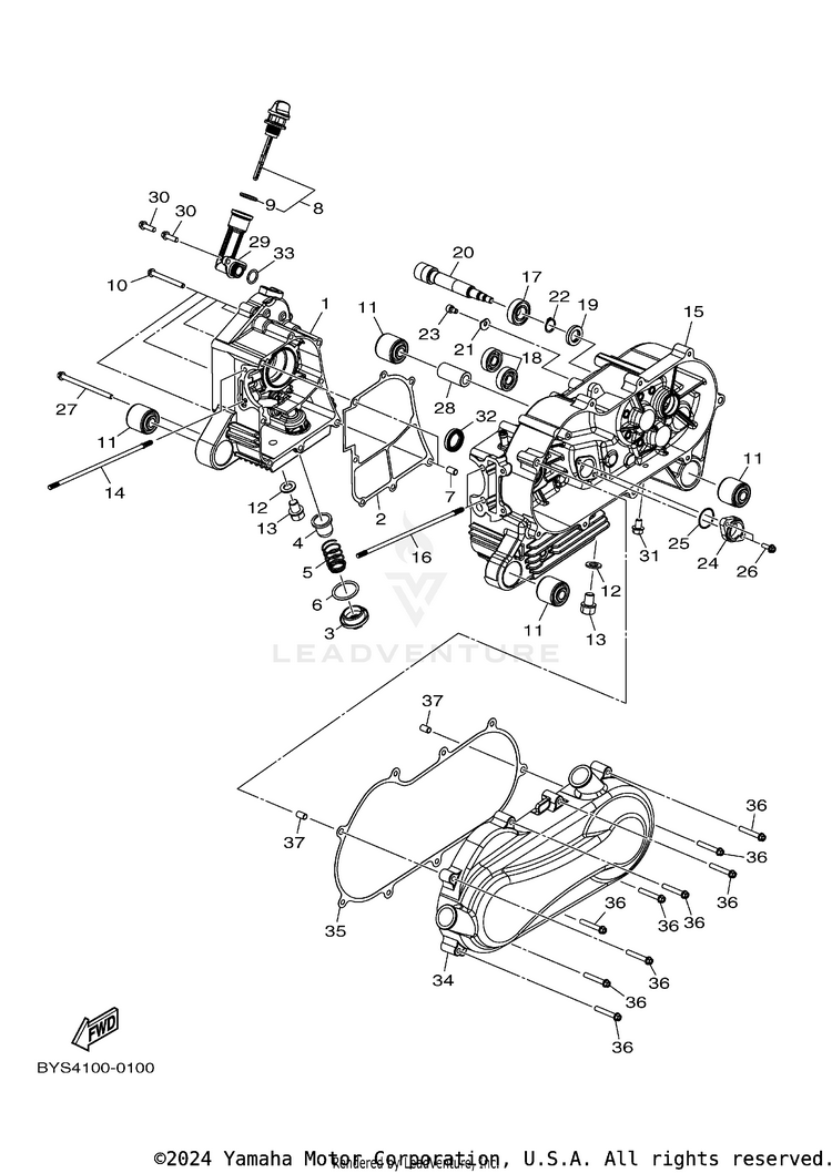 Crankcase RAPTOR 110 - YFM01RYXSG - 2025 Schematic