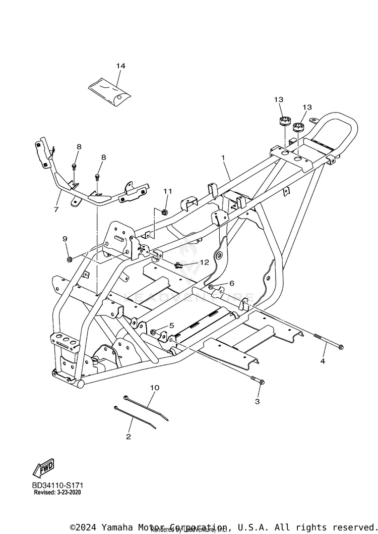 Frame RAPTOR 90 - YFM09RYXHL - 2017 Schematic