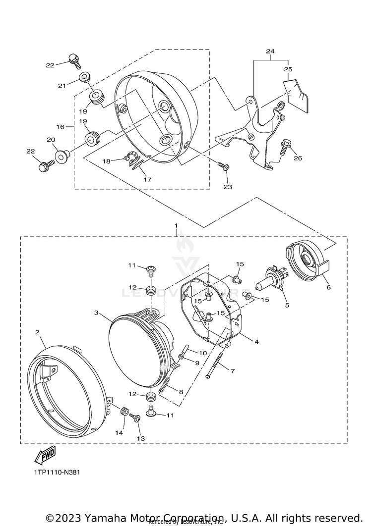 Headlight BOLT R SPEC CA - XVS95CFCB - 2015 Schematic