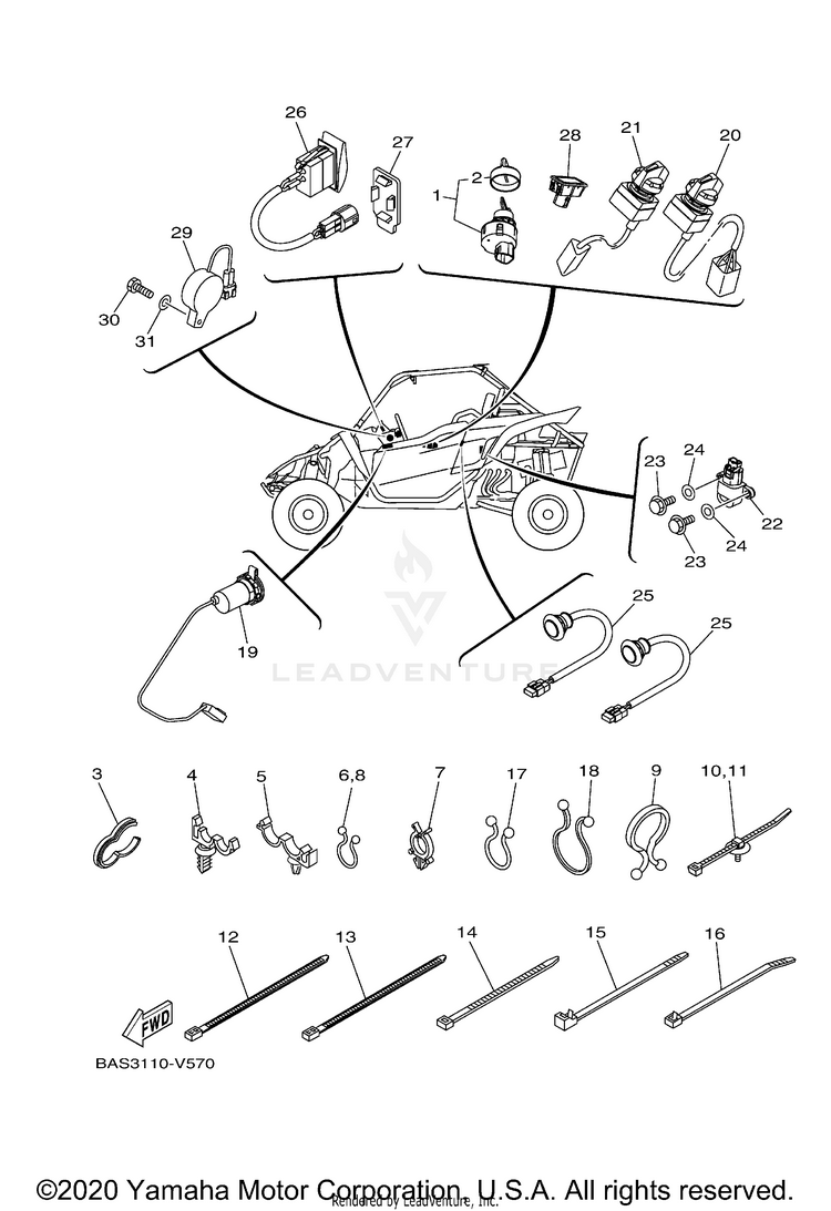 Electrical 3 YXZ1000R SS SE CAL - YXZ10YCCMW - 2021 Schematic