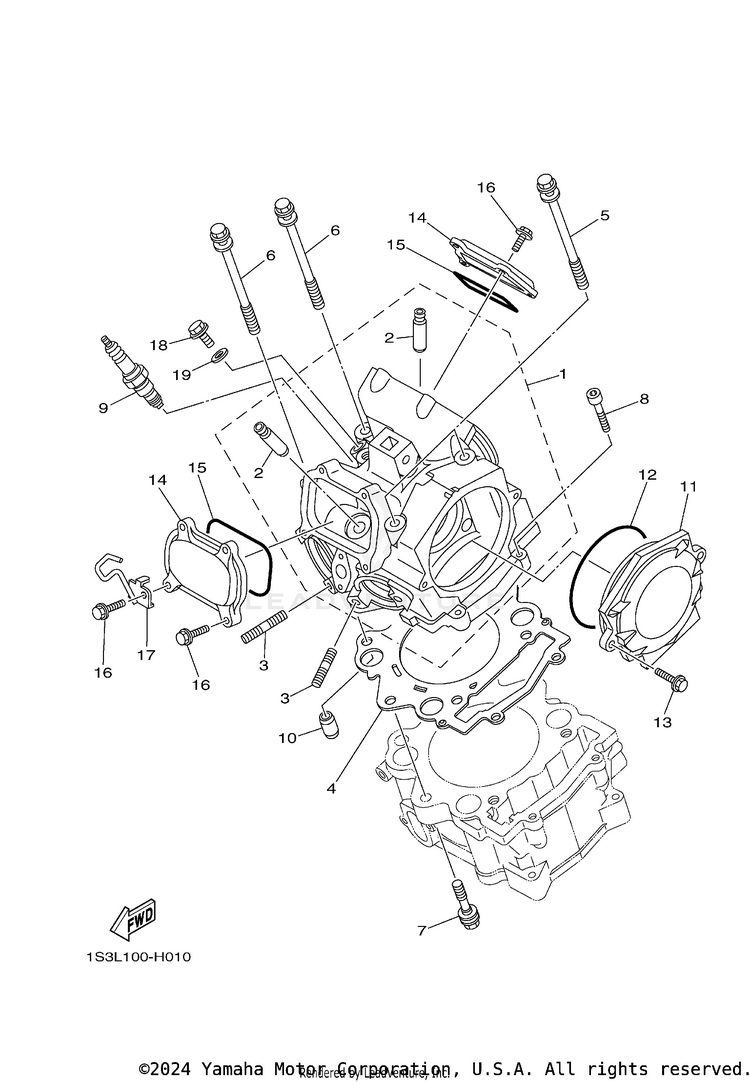 Cylinder Head RAPTOR 700 SPECIAL EDITION - YFM70RSEY - 2009 Schematic