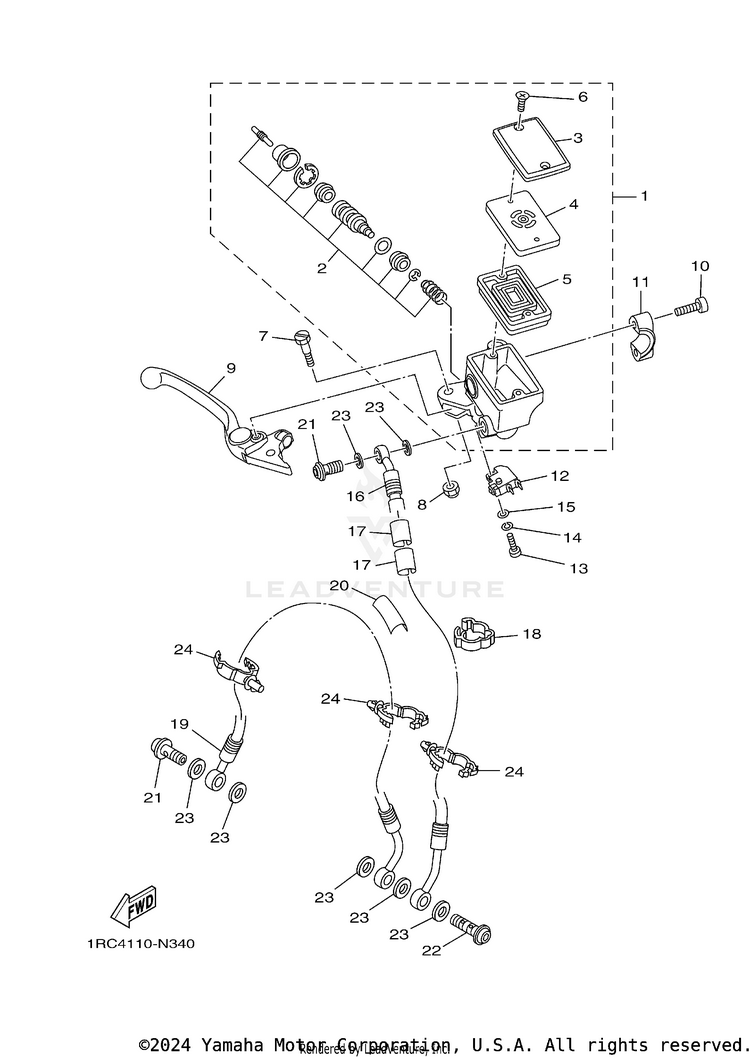 Front Master Cylinder FZ09 CA - FZ09ECGY - 2014 Schematic