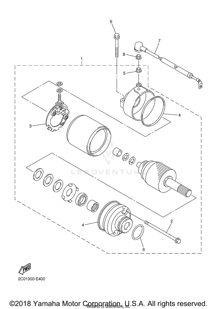 Starting Motor FZ6R - FZ6RACB - 2011 Schematic