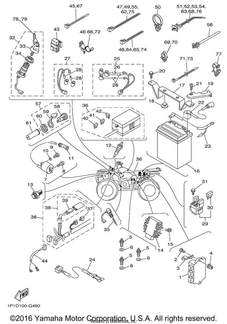 Electrical 1 GRIZZLY 400 4WD HUNTER - YFM4FGHX - 2008 Schematic