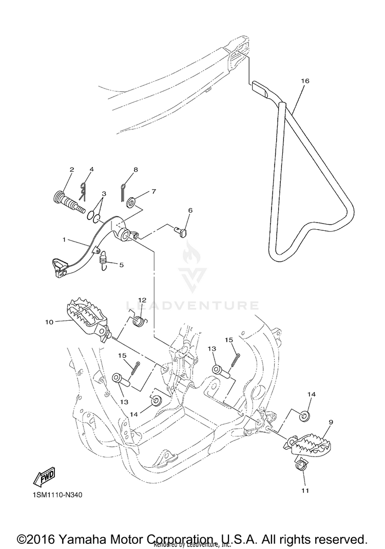 Stand Footrest YZ250F - YZ250FG - 2016 Schematic
