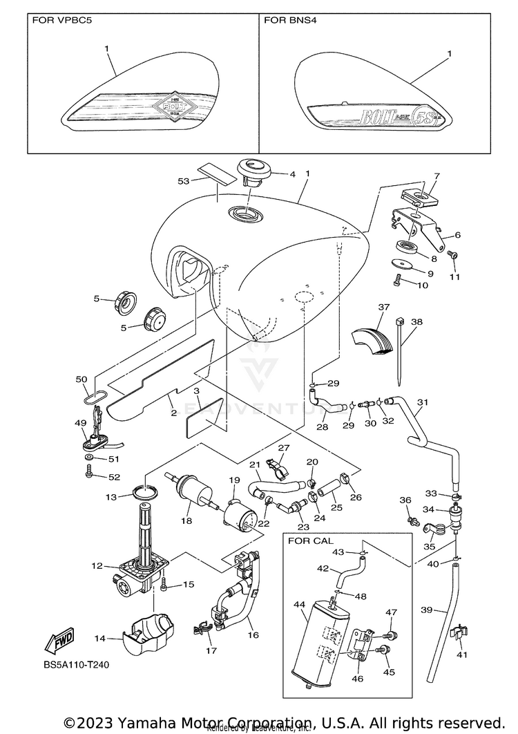 Fuel Tank BOLT R SPEC CA - XVS95CJCGY - 2018 Schematic