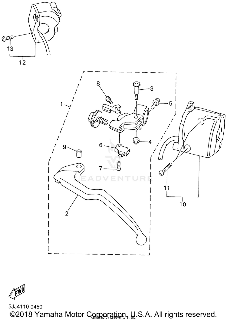 Handle Switch Lever YZFR1 - YZFR1NC - 2001 Schematic