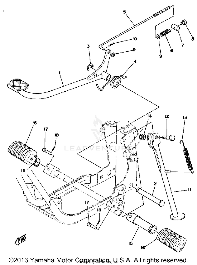 Stand - Footrest - Brake Pedal GTMXF - 1979 Schematic