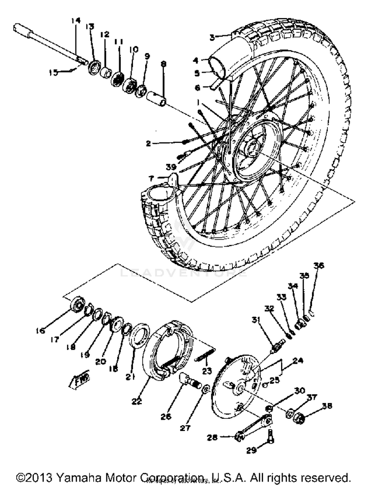 Front Wheel XT500E_205 - 1978 Schematic