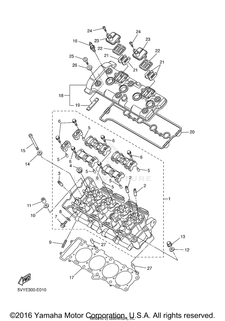 Cylinder Head R1 - YZFR1VC - 2006 Schematic