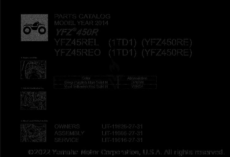 1 Title Page YFZ450R - YFZ450REL - 2014 Schematic