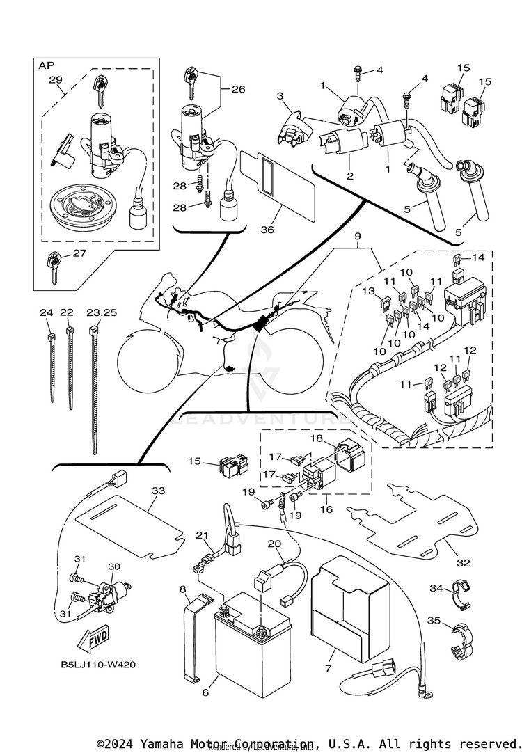 Electrical 1 YZFR3 ABS - YZFR3AMB - 2021 Schematic
