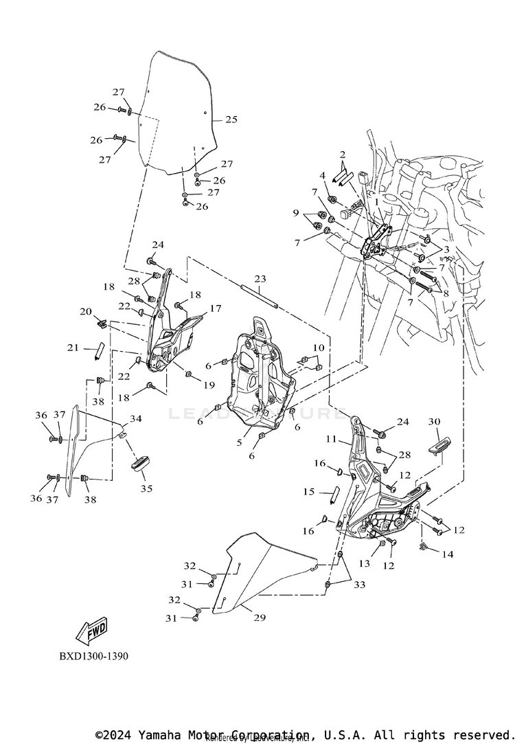 Cowling 1 TENERE 700 WORLD RAI - XTZ7WRTCB - 2026 Schematic