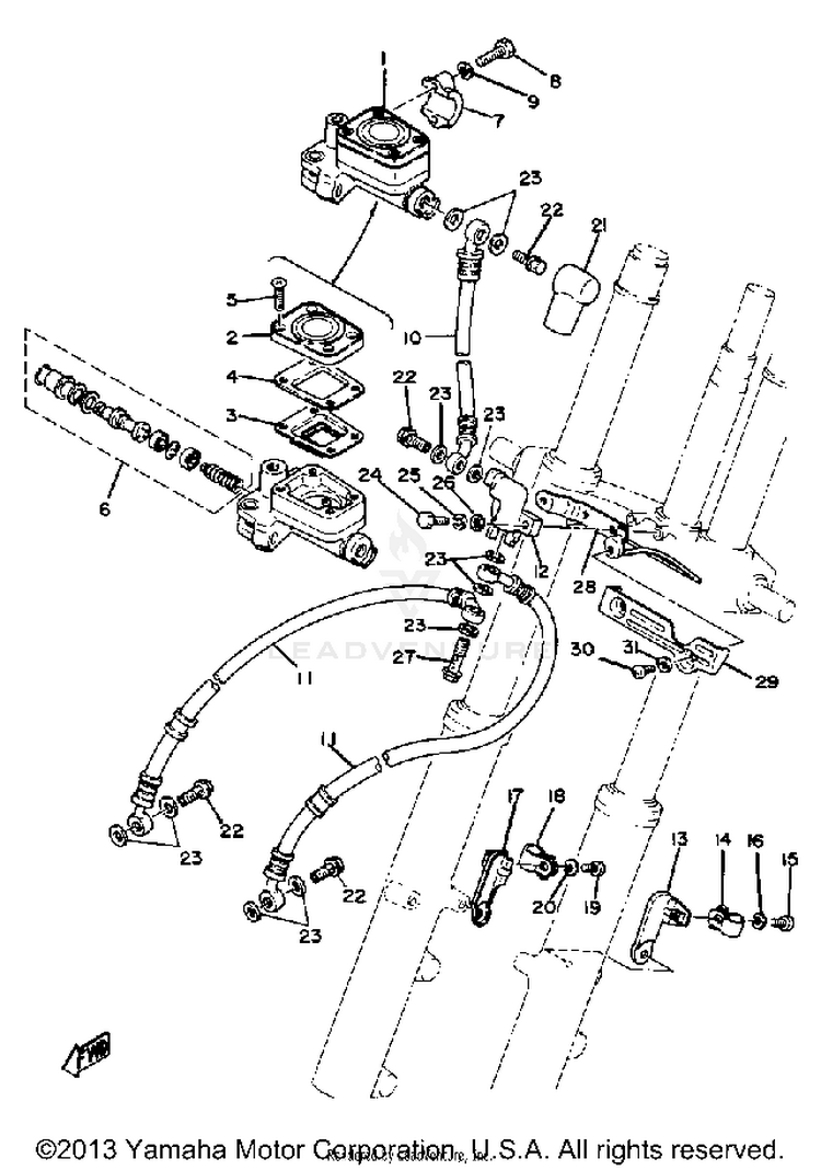 Front Master Cylinder XS1100G - 1980 Schematic