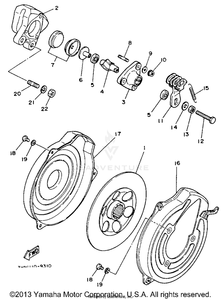 Rear Brake Caliper BIG BEAR 4WD (ME & NH Only) - YFM350FWE_MNH - 1993 Schematic