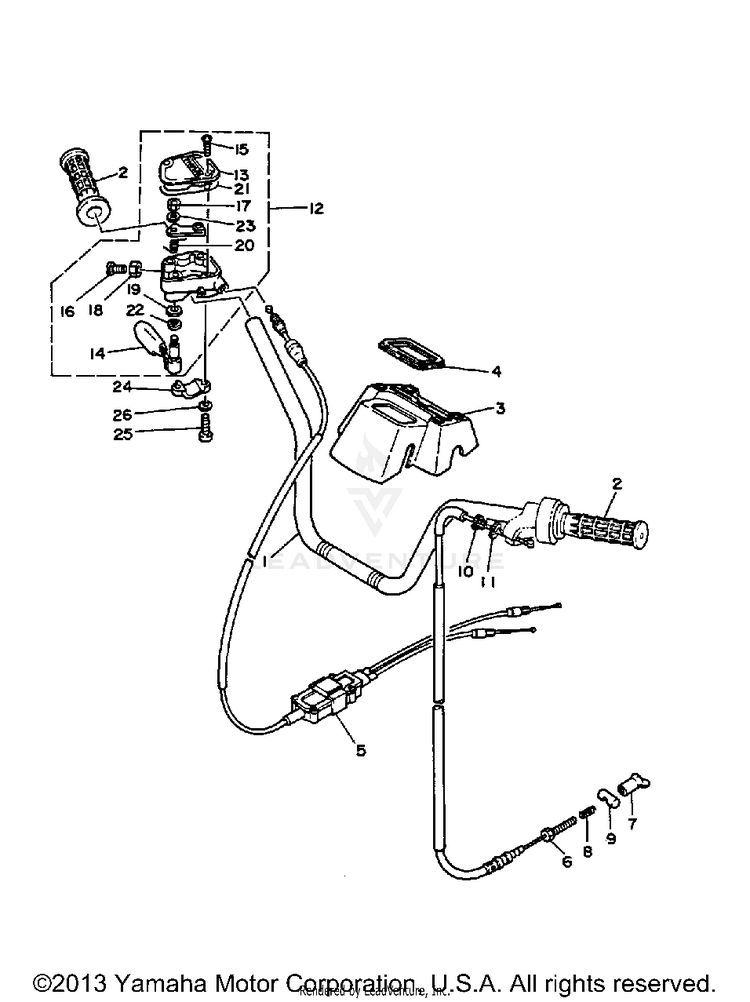 Hanblebar - Cable BIG BEAR - YFM350FWB_MNH - 1991 Schematic