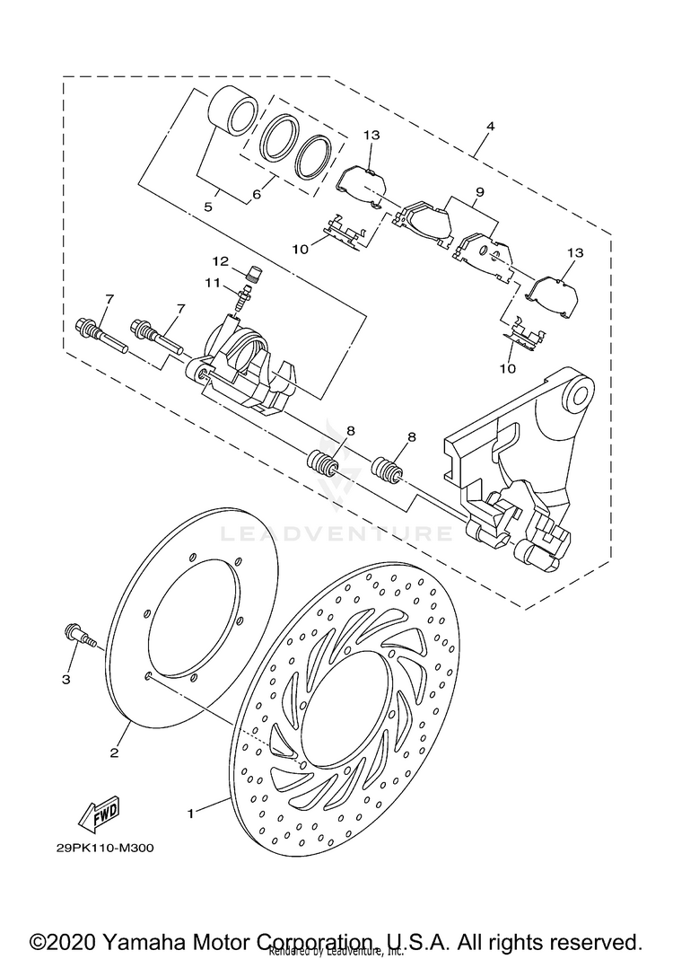 Rear Brake Caliper Schematic