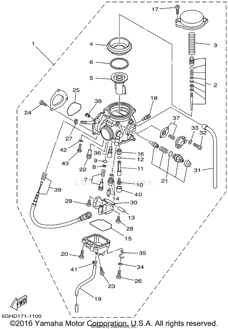Carburetor KODIAK 4WD - YFM400FAP - 2002 Schematic