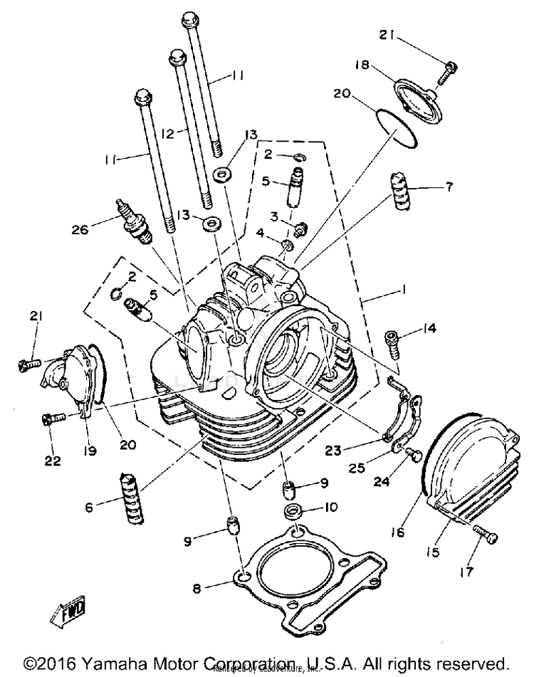 Cylinder Head XT250 - XT250H_198 - 1981 Schematic
