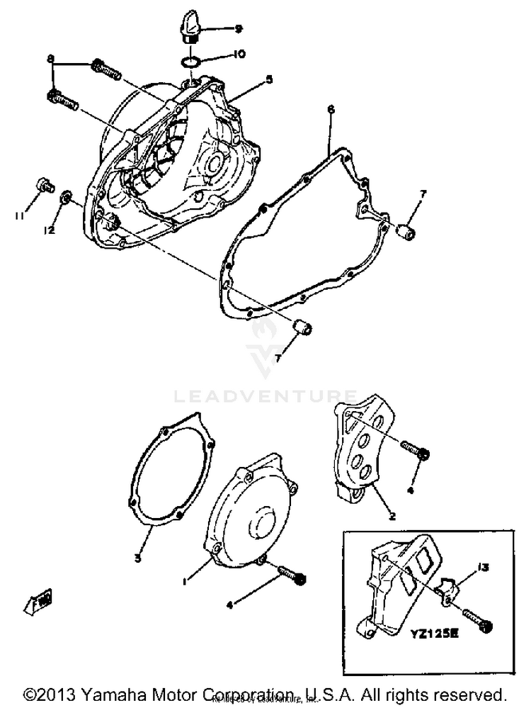 Crankcase Cover Yz125e - F Schematic