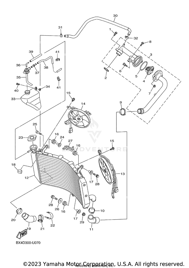 Radiator Hose YZFR1 - YZFR1K1CL - 2019 Schematic