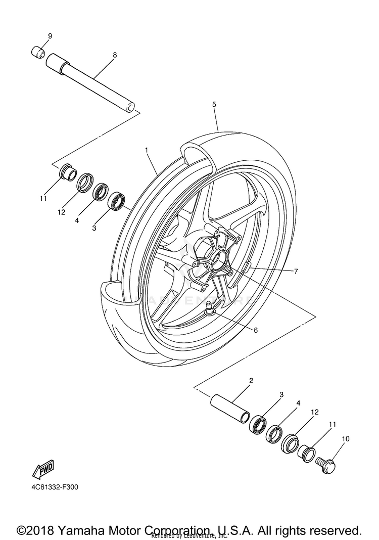 Front Wheel R1 - YZFR1XCB - 2008 Schematic