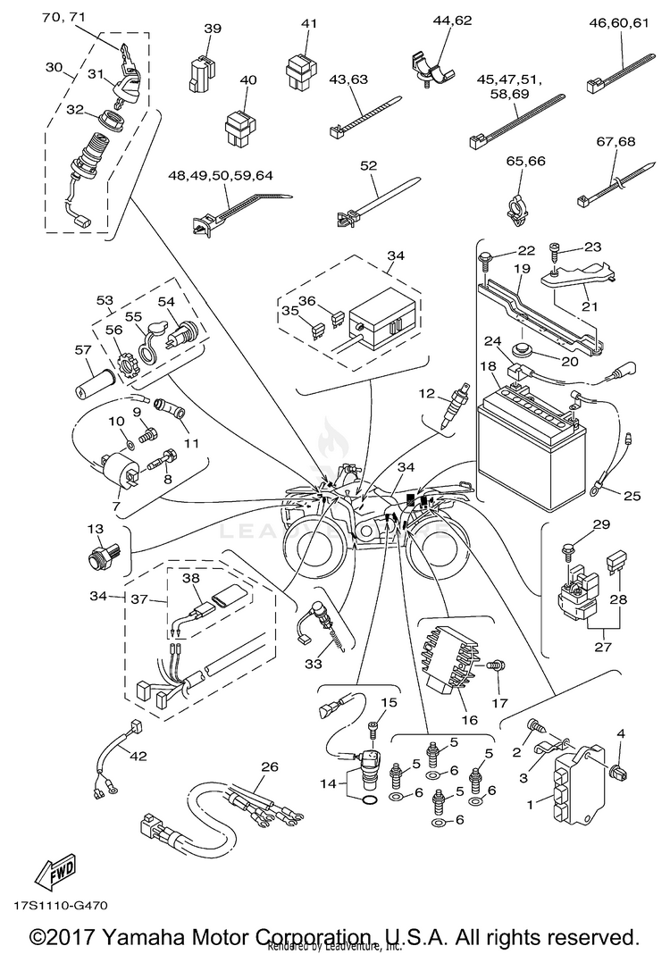 Electrical 1 GRIZZLY 450 HUNTER - YFM45FGHX - 2008 Schematic