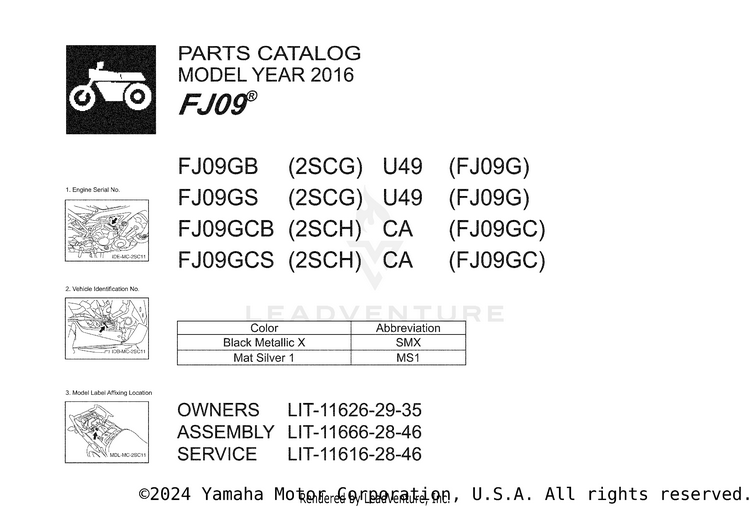 1 Title Page FJ09 CA - FJ09GCB - 2016 Schematic