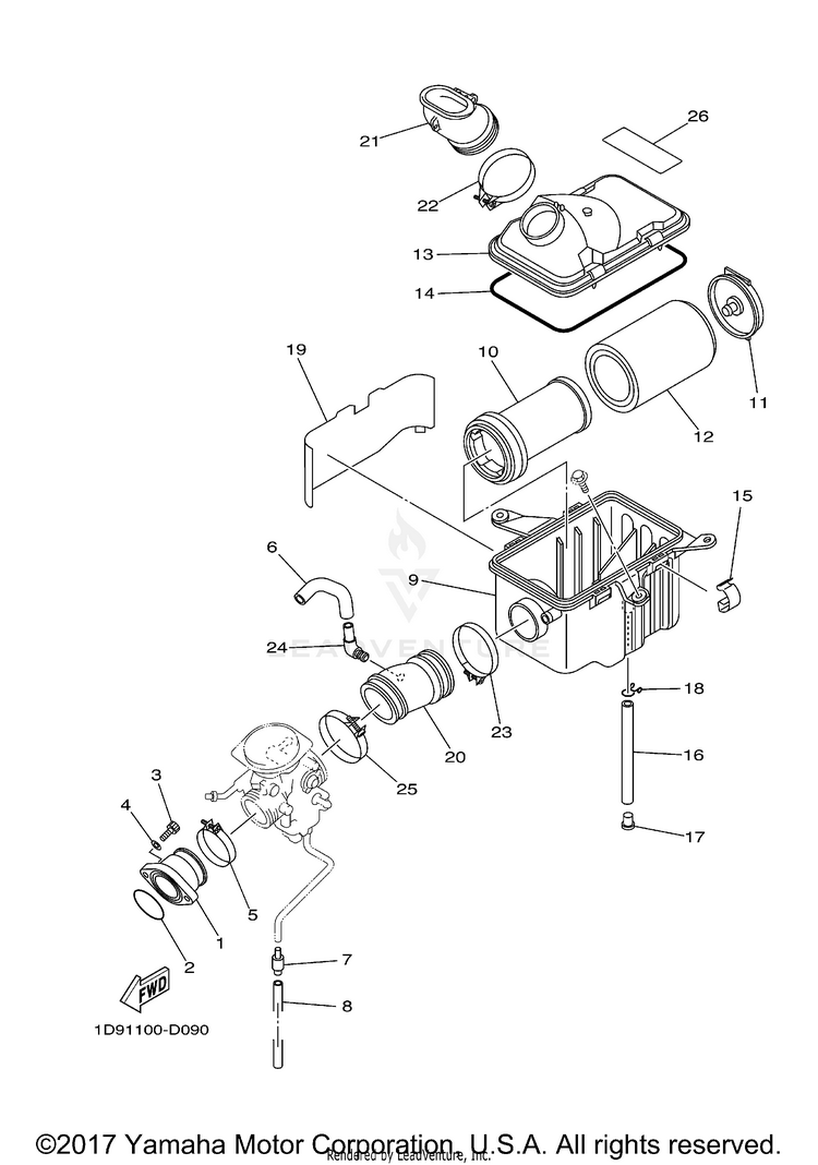 Intake GRIZZLY 450 4WD - YFM45FGYB - 2009 Schematic