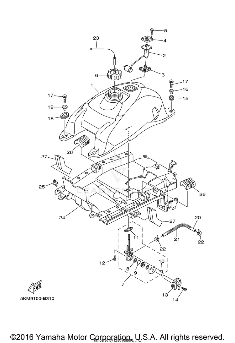 Fuel Tank 660 GRIZZLY REAL TREE HARDWOOD HUNTER - YFM660FHRH - 2003 Schematic