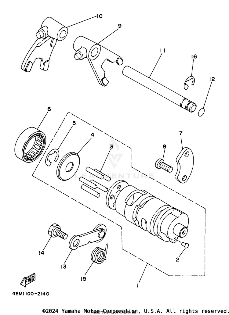 Shift Cam - Shift Fork Schematic