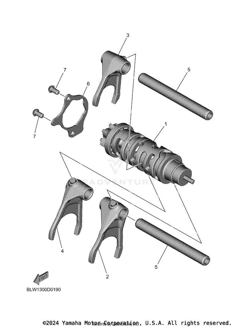 Shift Cam & Fork TENERE 700 WORLD RAI - XTZ7WRTCB - 2026 Schematic