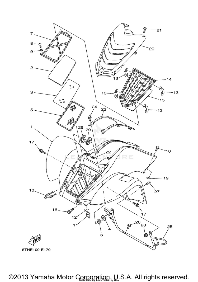 Front Fender YFM80RXGY - 2008 Schematic