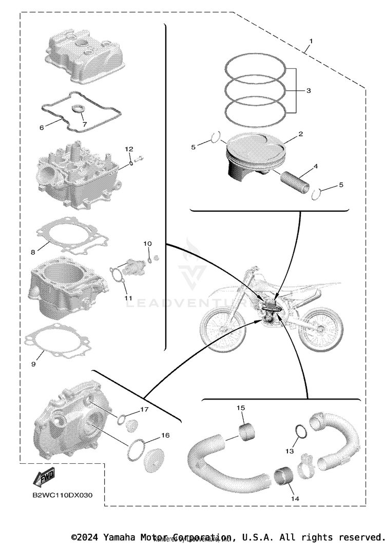 4 Piston Rebuilt Kit Schematic