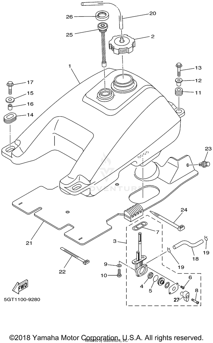 Fuel Tank GRIZZLY - YFM600FMC - 2000 Schematic