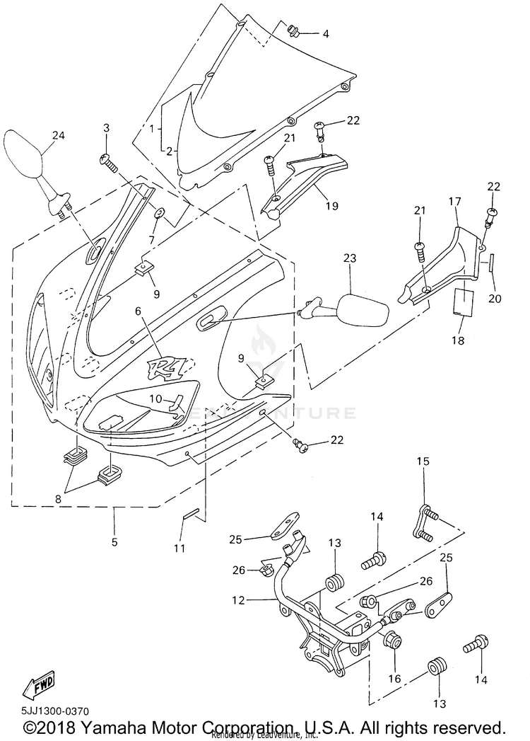 Cowling 1 YZFR1 - YZFR1SNC - 2001 Schematic
