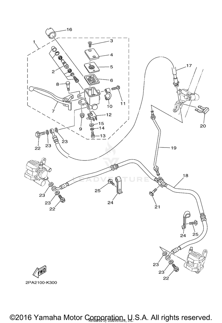 Front Master Cylinder RAPTOR 125 - YFM125RBL - 2012 Schematic