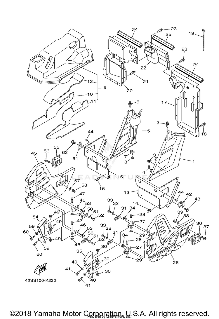 Side Cover RHINO 700 - YXR7FBGR - 2012 Schematic