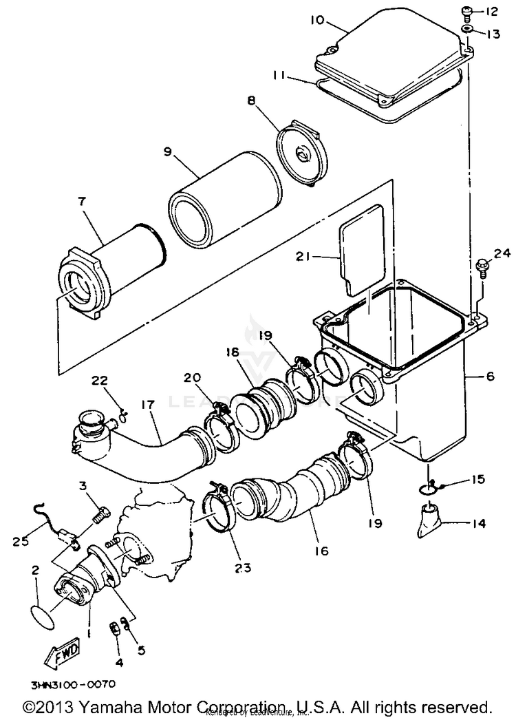 Air Filter BIG BEAR 4WD (ME & NH Only) - YFM350FWE_MNH - 1993 Schematic