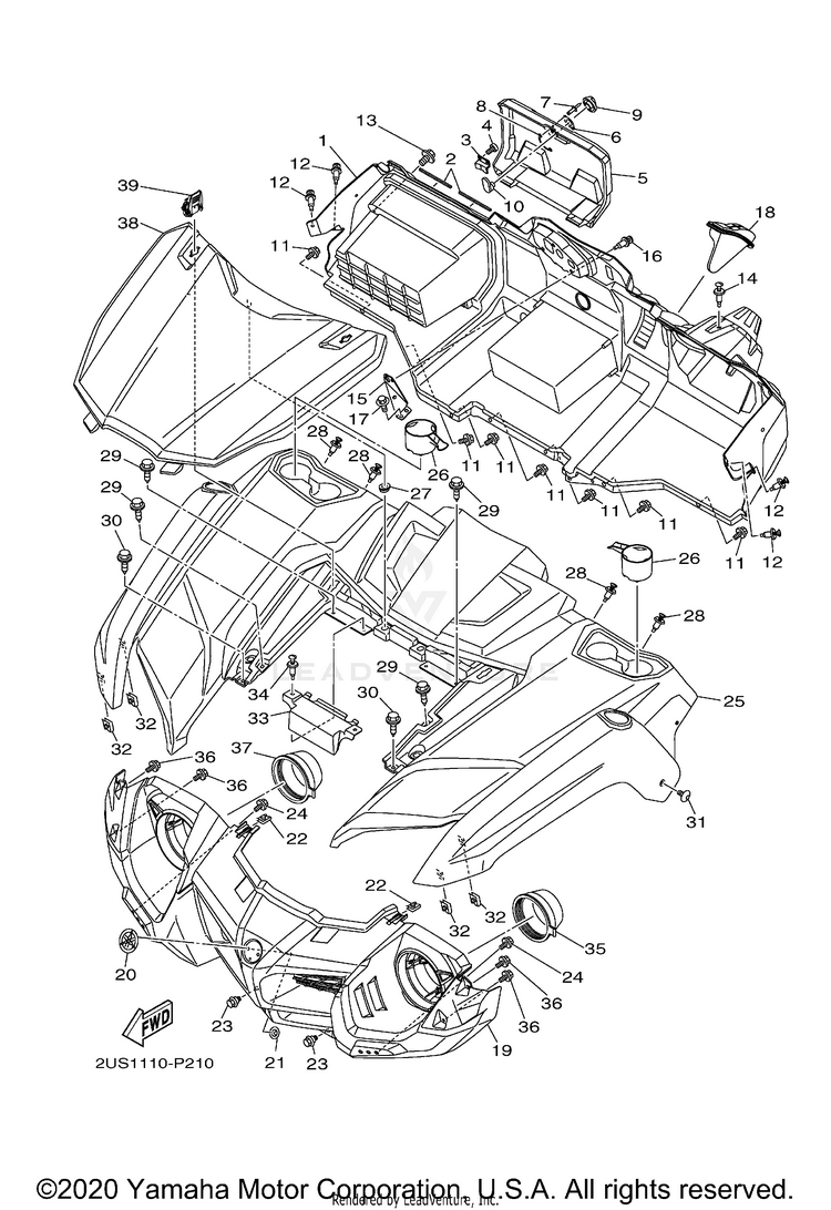 Front Fender VIKING EPS HUNTER - YXM70VPHLH - 2020 Schematic
