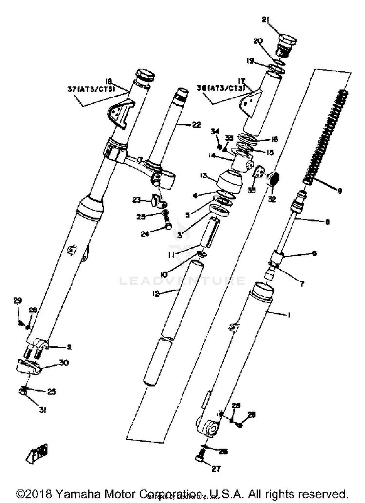 Front Fork AT3_CT3 - AT2 - 1972 Schematic