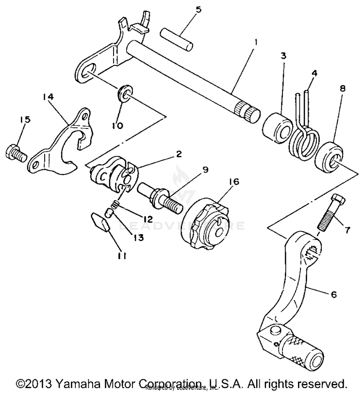 Shift Shaft YZ250E1 - 1993 Schematic