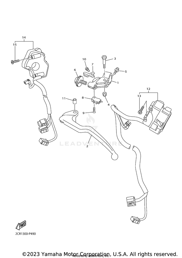 Handle Switch Lever YZFR1 - YZFR1HCB - 2017 Schematic