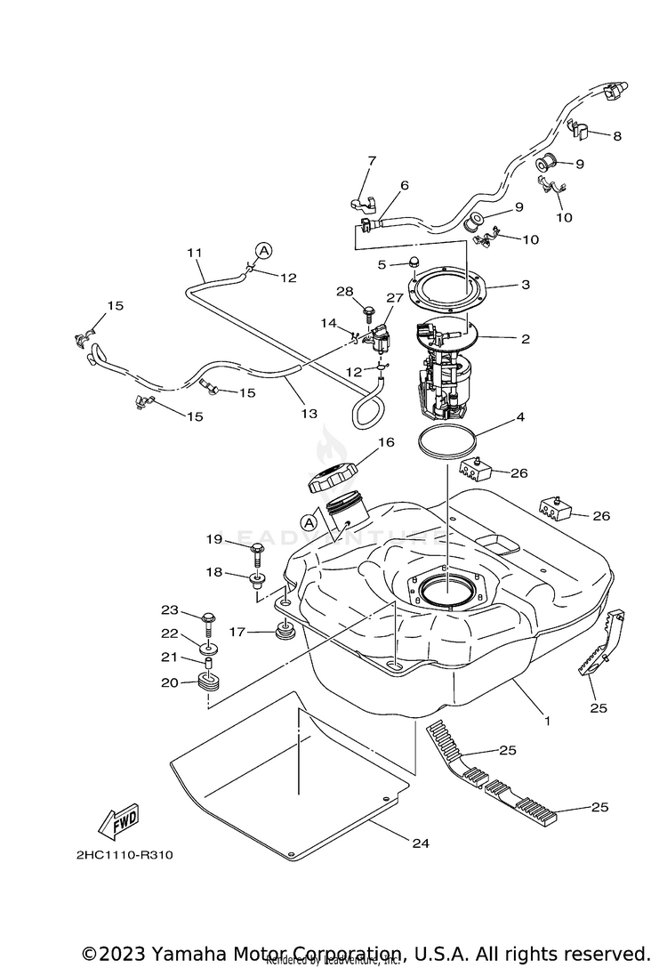 Fuel Tank YXZ1000 EPS - YXZ10YPXGL - 2016 Schematic