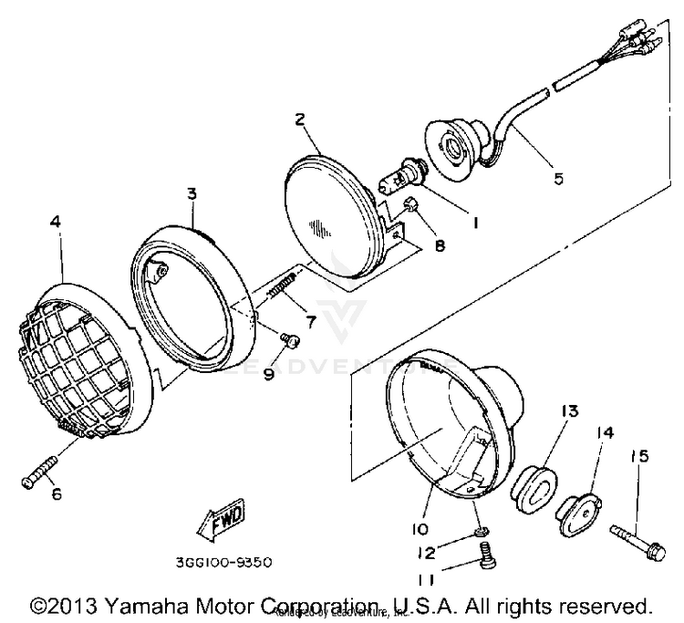 Headlight BANSHEE - YFZ350D - 1992 Schematic